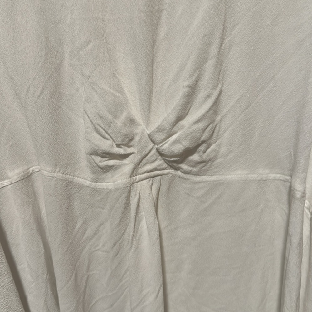 FREE PEOPLE white button down front side bottom slits dress rayon large - Picture 9 of 10